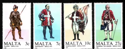 Malta 1987 Mi 768-771 Mundury maltańskie (1. seria) MNH — praca Marek, Bydgoszcz