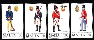 Malta 1988 Mi 799-802 Mundury maltańskie (2 seria) MNH — praca Marek, Bydgoszcz