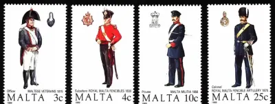 Malta 1989 Mi 818-821 Mundury maltańskie (3 seria) MNH — praca Marek, Bydgoszcz