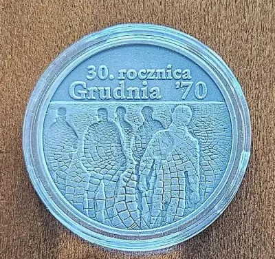 Moneta 10 zł  NBP 2000r. 30 rocznica grudnia — praca Krzysztof, Łódź