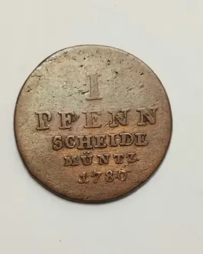 Niemcy Brunszwik-Lüneburg-Calenberg-Hannover 1 fenig 1780r. IWS - Jerzy III — praca Robert, Bydgoszcz