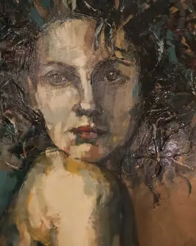 obraz olej  olejny duży portret — praca Ania, Łódź