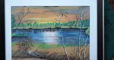 Obraz wykonany techniką pastel. Sygnowany. — praca Aleksander Nowakowski, Orzesze