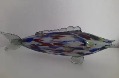 OGROMNA Szklana Ryba PRL – 52 cm Kultowy Klasyk Designu, Unikat — praca Magdalena, Jelenia Góra