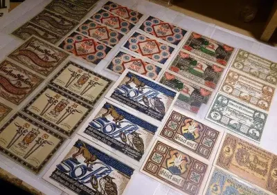 OKAZJA stare banknoty pieniądze notgeld niemieckie ponad 125 lat — praca Piotr, Szczecin