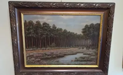 Olej na tekturze malarskiej 1939 rok , podpisany — praca Sebastian, Łódź