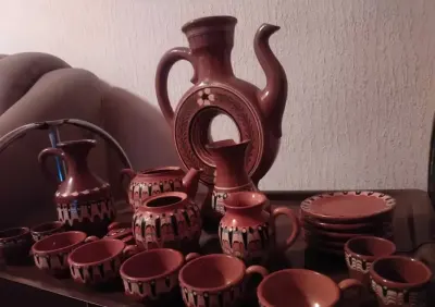 Oryginalny komplet bułgarski ceramiki z 1974 — praca Marta, Elbląg