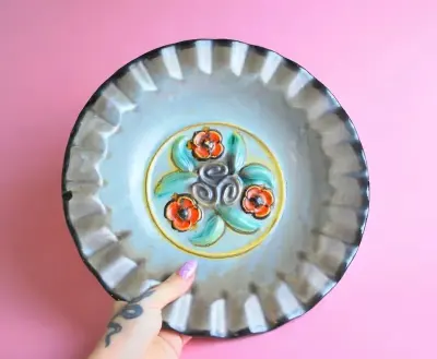 patera retro plakiety kwiaty hand made lata 70 80 vintage prl — praca Agnieszka, Poznań