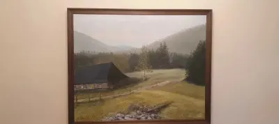 Bardzo stary obraz olejny antyk antyki — praca Marianna N., Małobądz