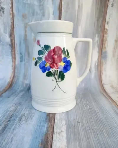 Porcelanowy dzbanek Lilien Porzellan - vintage  motyw kwiatowy — praca skarbywyszukane, Łask