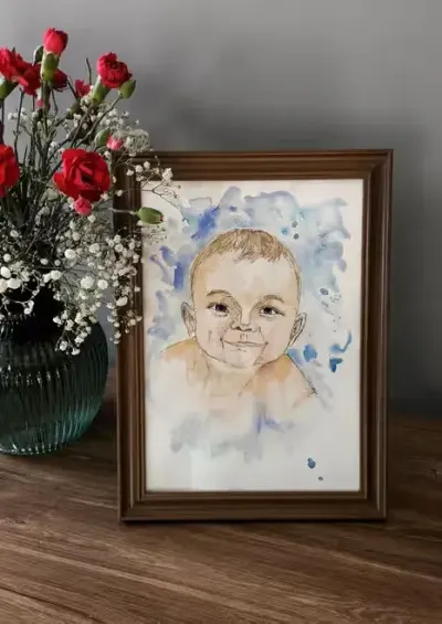Portret akwarela ze zdjęcia format a4 — praca Katarzyna, Wrocław