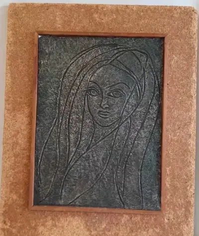 Portret Kobiety Alumidruk Jerzy Jaworski? Vintage PRL — praca galeriaszafa, Bydgoszcz