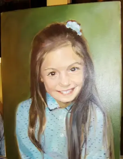 Portret olejny na podstawie zdjecia — praca Andrzej Masianis, Toruń