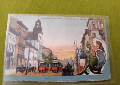 Postkarte-pocztówka Warszawa 1916 rok. Ul.Leszno. — praca Sylwester, Zgierz