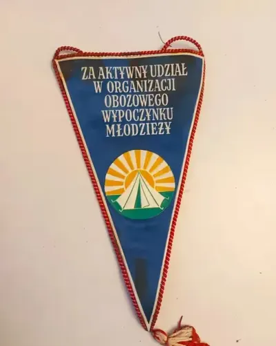 Proporczyk Za Udział w Organizacji Obozowego Wypoczynku Młodzieży — praca Proporczyki z PRLu, Łódź