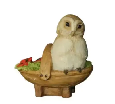 Sowa w koszyczku ceramiczna kolekcjonerska figurka — praca Aleksandra, Poddębice
