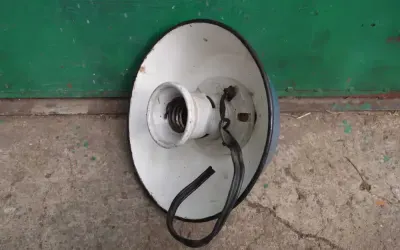 stara lampa przemyslowa retro prl vintage srednica 26 cm — praca terenowka 4x4, Kępno