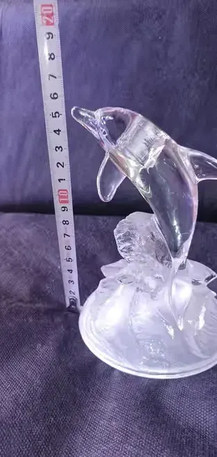 Stare szkło kryształowy delfin 15,5 cm — praca Margo, Kraków