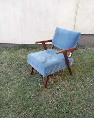 Stary fotel PRL. Rzadki model. Do renowacji. — praca Właściciel, Będzin