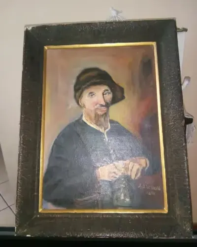Stary obraz olej płótno Feliks Lambert Liszewski — praca Izabela, Rzeszów