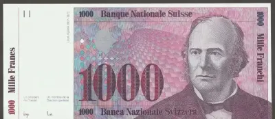 Szwajcaria 1000 franków 1985 — praca Wanjak, Łódź