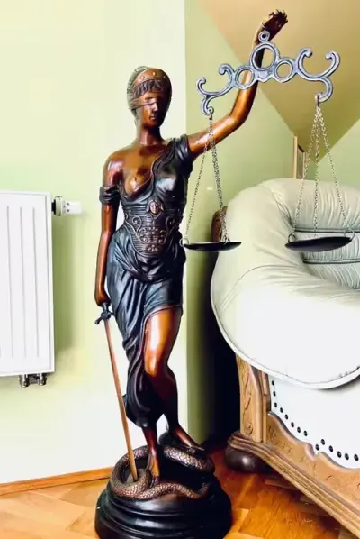 Temida Bogini Sprawiedliwości Duża Rzeźba z Brązu 121 cm — praca Monika, Brodnica