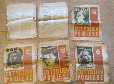 Tygodnik "Co tydzień powieść" z lat 1937 i 38 + Gazeta lubuska 1990 — praca Kacper, Zielona Góra