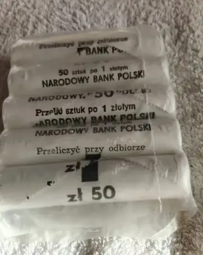 Tytuł: Oryginalny Rulon Bankowy NBP PRL – 1 złoty (50 sztuk) okres PRL rok 1989 — praca Tomasz, Elizówka