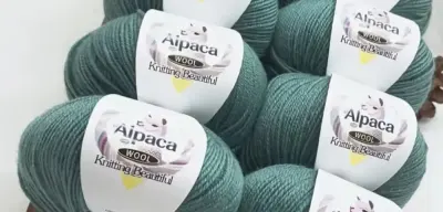 Wełna zielona Alpaca  7 zł. za 50 g. — praca teresajarocka, Bydgoszcz