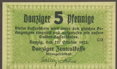 Wolne Miasto Gdańsk 5 pfennig 1923 - CB — praca Wanjak, Łódź