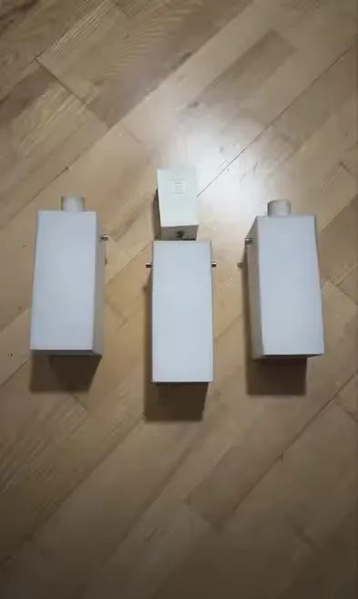 lampa sufitowa 3 sztuki, mleczne szkło — praca Damian, Wrocław