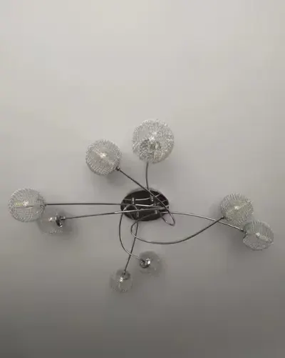 Lampa sufitowa 8 punktów świetlnych , chrom — praca Karolina, Orzech
