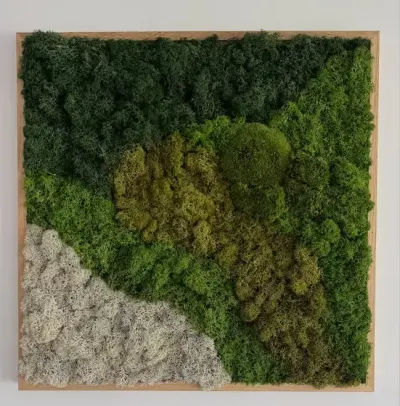 Obraz z mchu w drewnianej dębowej ramie 50x50 cm — praca Wiktoria, Siewierz