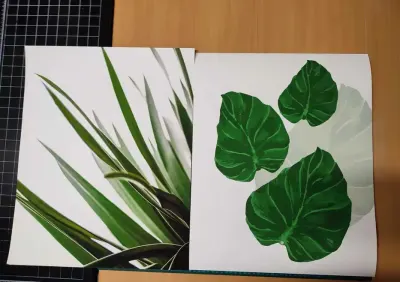 Zestaw 2 plakatów 40x50 komplet zieleń liście OUTLET — praca decomini.pl, Luborzyca