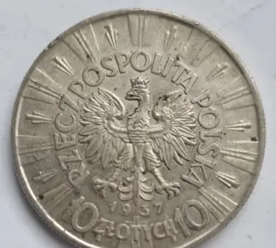 10 zł 1937 Piłsudski srebro — praca Andrzej, Łódź
