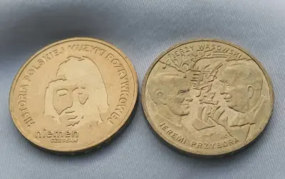 2 złote okolicznościowe z serii Historia polskiej muzyki rozrywkowej — praca Daria, Gdańsk