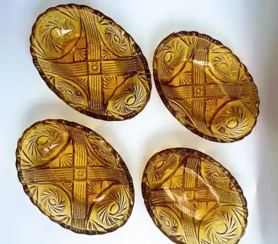 4 szklane, owalne paterki Ząbkowice — praca VintageKatarzyna, Wrocław