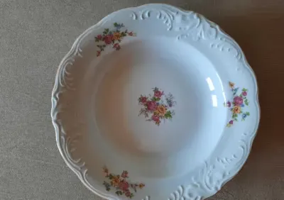 5 białych porcelanowych głębokich talerzy Wałbrzych, 21 cm, jak nowe — praca Ewa, Warszawa
