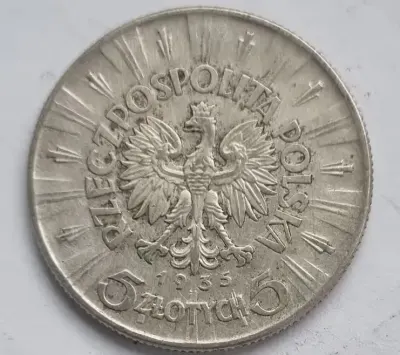 5 zł 1935 Piłsudski srebro — praca Andrzej, Łódź