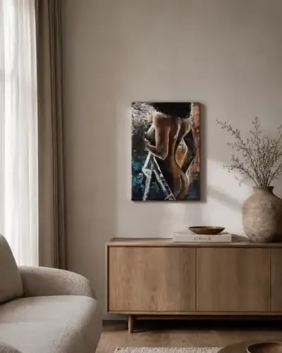 Akt kobiecy w przestrzeni / Obraz akrylowy 55×38 cm – portret kobiecy (akt), ręcznie malowany — praca Kate, Warszawa