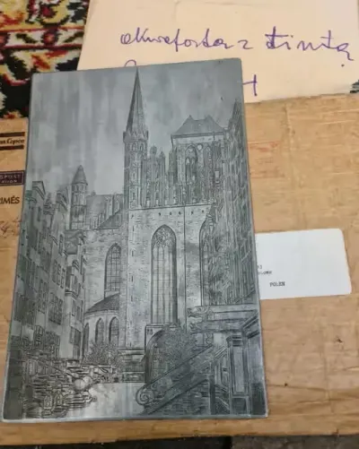 Akwaforta z tintą — praca Piotr, Gdańsk
