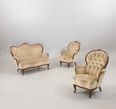 Antyk Sofa rokoko 2 osobowa plus 2 fotele — praca Aga, Szczecin