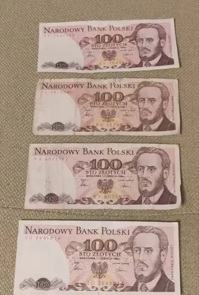 Banknot 100 zł 1986r. — praca Piotr, Gdańsk