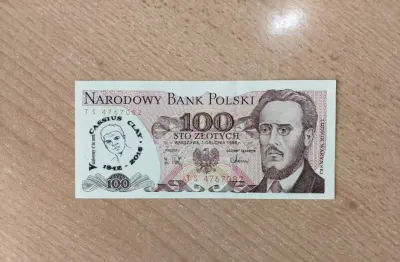Banknot 100 zł PRL Ludwik Waryński nadruk z 2016 r. Cassius Clay — praca Radosław, Kraków