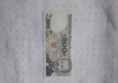 Banknot polski 200 zł 1986 rok — praca zygmunt, Łódź