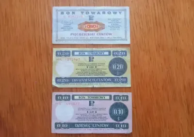 Bon towarowy bony towarowe Pewex Pekao PKO bony 10 20 50 centów — praca Marcin, Poznań