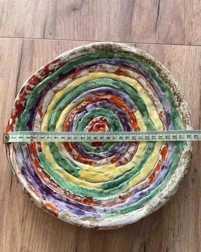 Ceramiczny talerz na ciasto duży 38 cm - rękodzieło — praca Jowita, Poznań