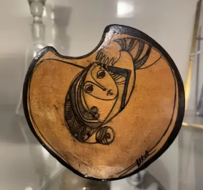 Ceramiczny wazon artystyczny malowany amel vintage — praca Bartosz, Wrocław