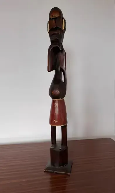 Duża drewniana figurka Afryka Afrykańczyk 62 cm — praca Tomasz, Wrocław
