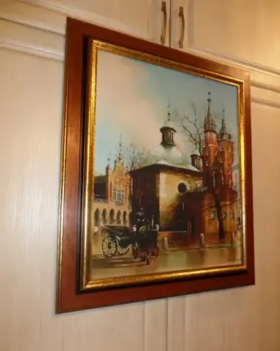 Duży Obraz w ładnej ramie 75 x 65 cm — praca Jan, Kraków